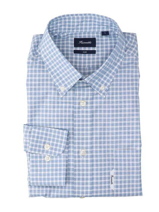 Wit hemd met blauw ruitmotief Faconnable