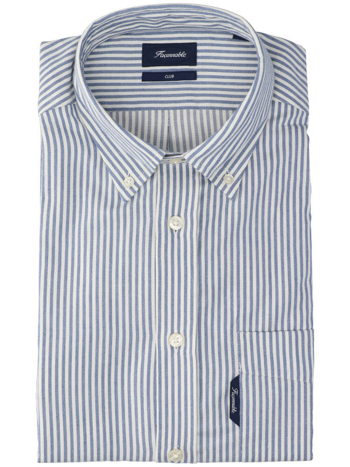 Blauw gestreept hemd(regular fit) met lange mouwen Facconnable 