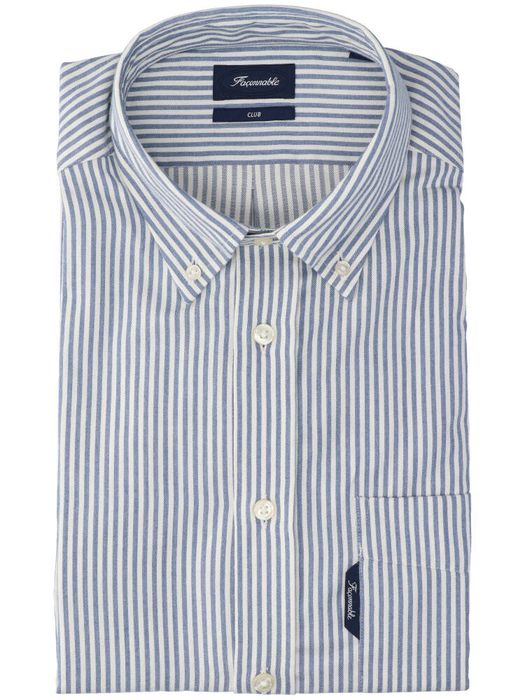 Blauw gestreept hemd(regular fit) met lange mouwen Facconnable