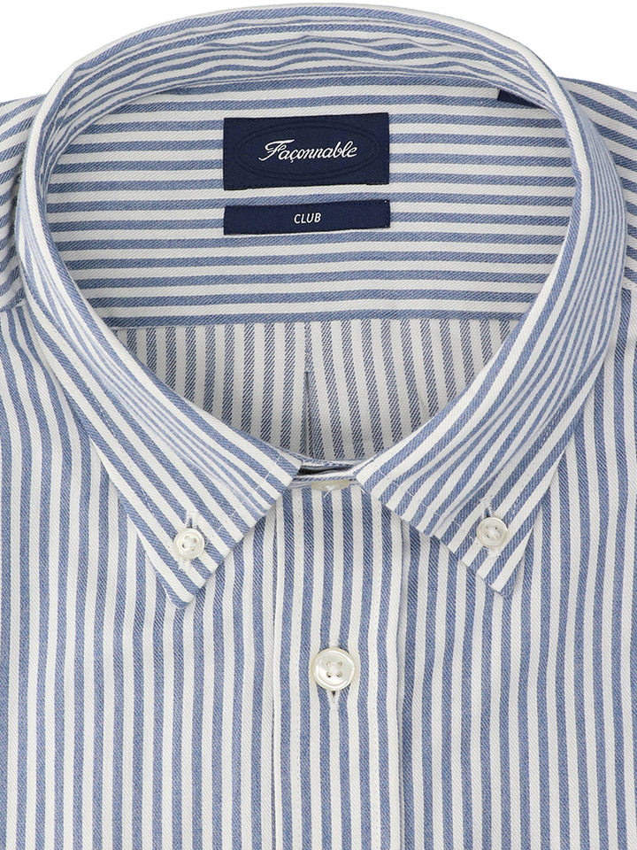 Blauw gestreept hemd(regular fit) met lange mouwen Facconnable 