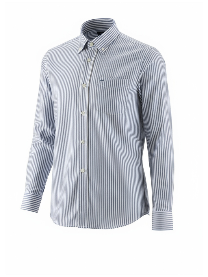 Blauw gestreept hemd(regular fit) met lange mouwen Facconnable 