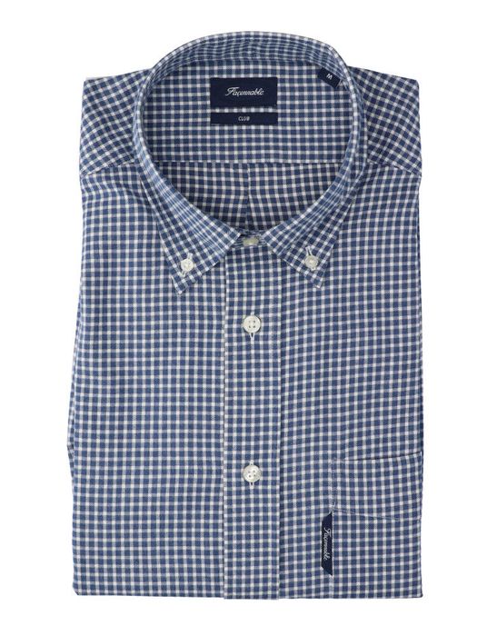 Pop blue katoenen hemd (regular fit) met ruiten en lange mouwen Faconnable