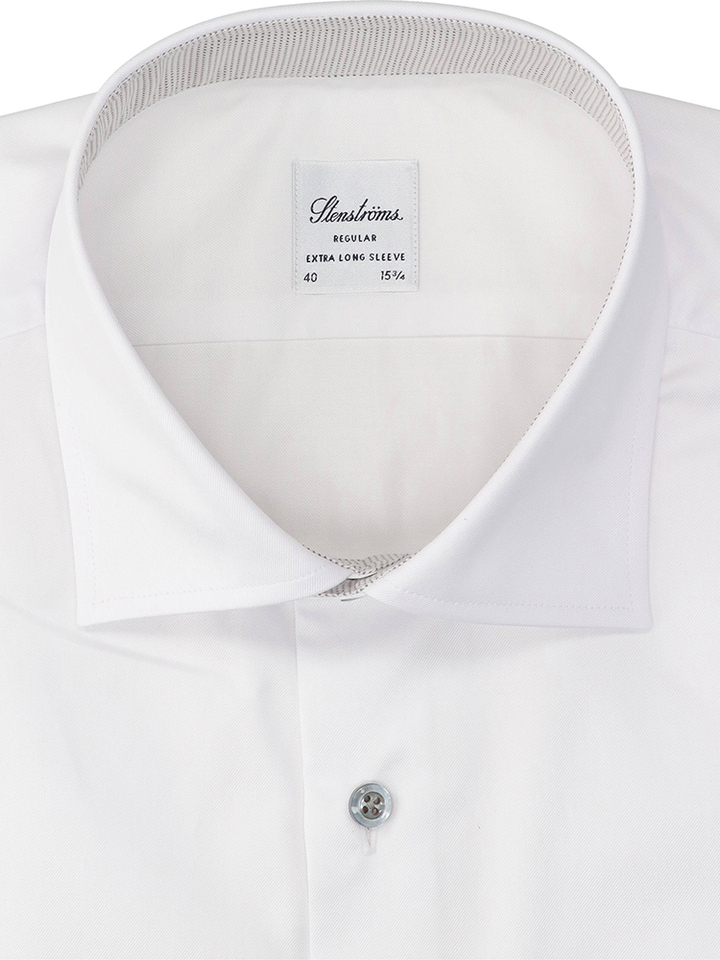 Wit katoenen hemd (regular fit) met extra lange mouwen Stenströms