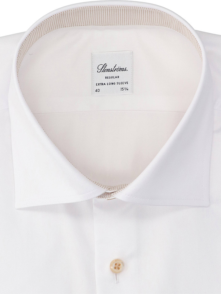 Wit katoenen hemd (regular) met extra lange mouwen Stenströms
