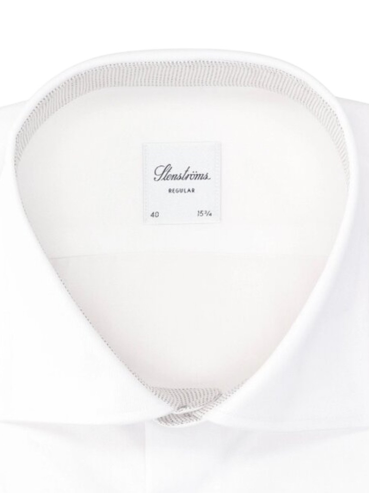 Wit gekleed katoenen hemd (regular fit) met lange mouwen Stenströms 