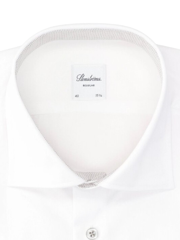 Wit gekleed katoenen hemd (regular fit) met lange mouwen Stenströms 