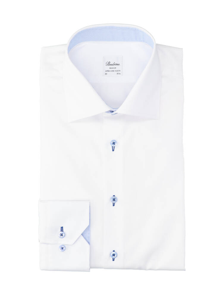 Wit katoenen hemd (regular fit) met lange mouwen Stenströms