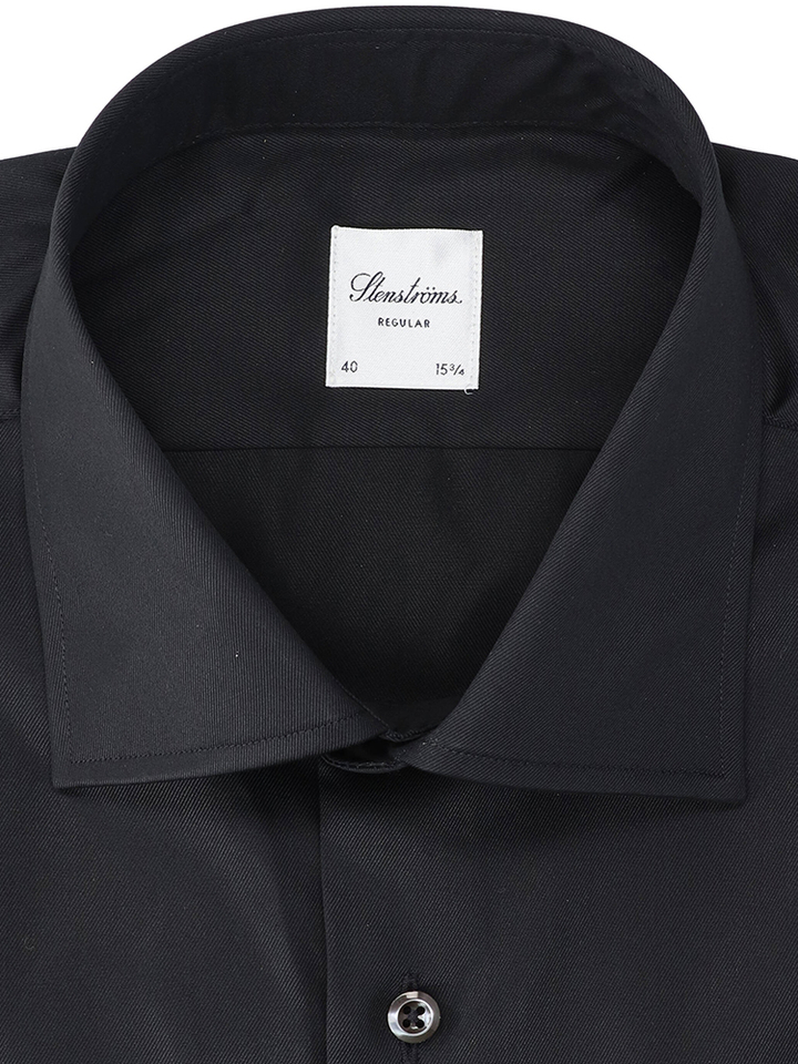 Zwart katoenen hemd (regular fit) met lange mouwen Stenströms