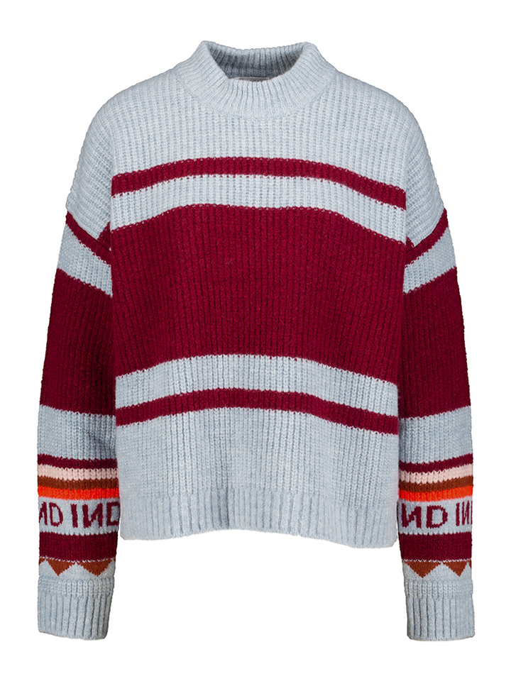 Lichtblauwe pull met bordeaux strepen Torino Indee Girls