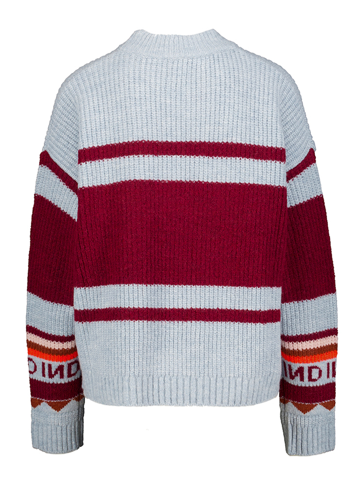 Lichtblauwe pull met bordeaux strepen Torino Indee Girls