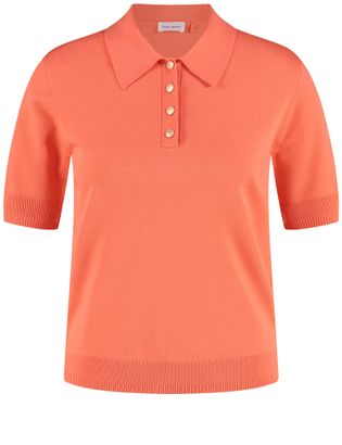 Gerry Weber Hazy orange polo met goudkleurige knopen