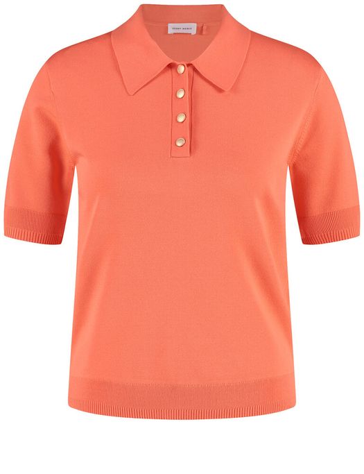 Hazy orange polo met goudkleurige knopen Gerry Weber