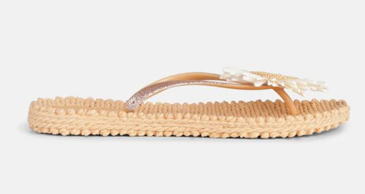 Beige slippers met bloem Ilse Jacobsen 