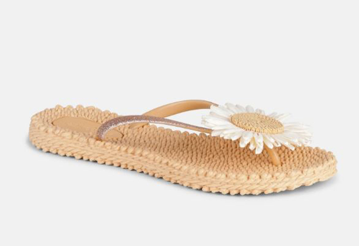 Beige slippers met bloem Ilse Jacobsen 