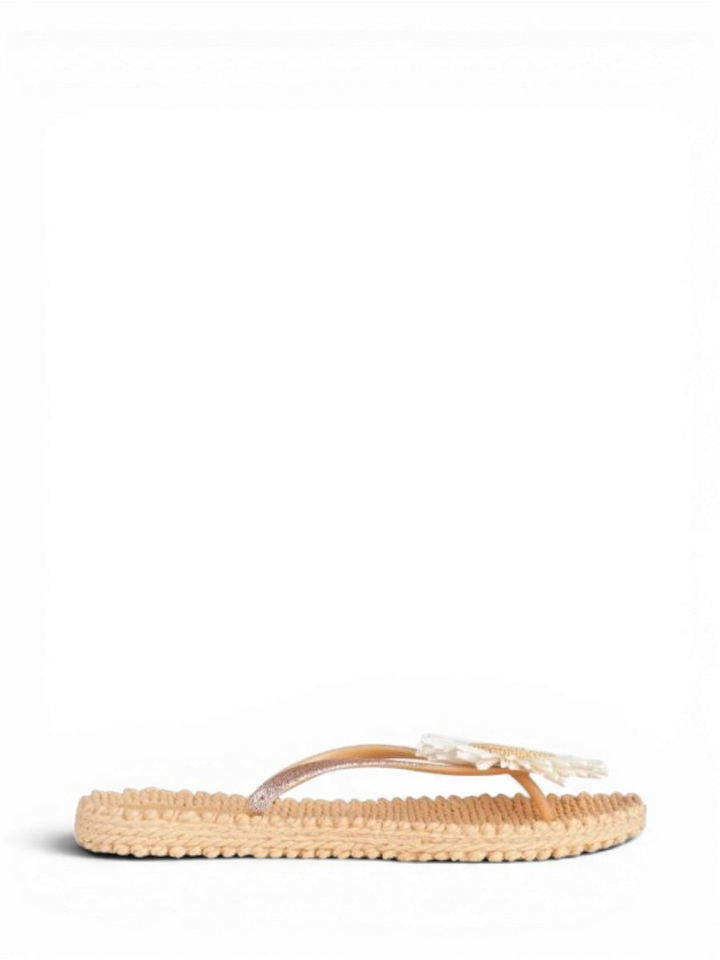 Beige slippers met bloem Ilse Jacobsen 
