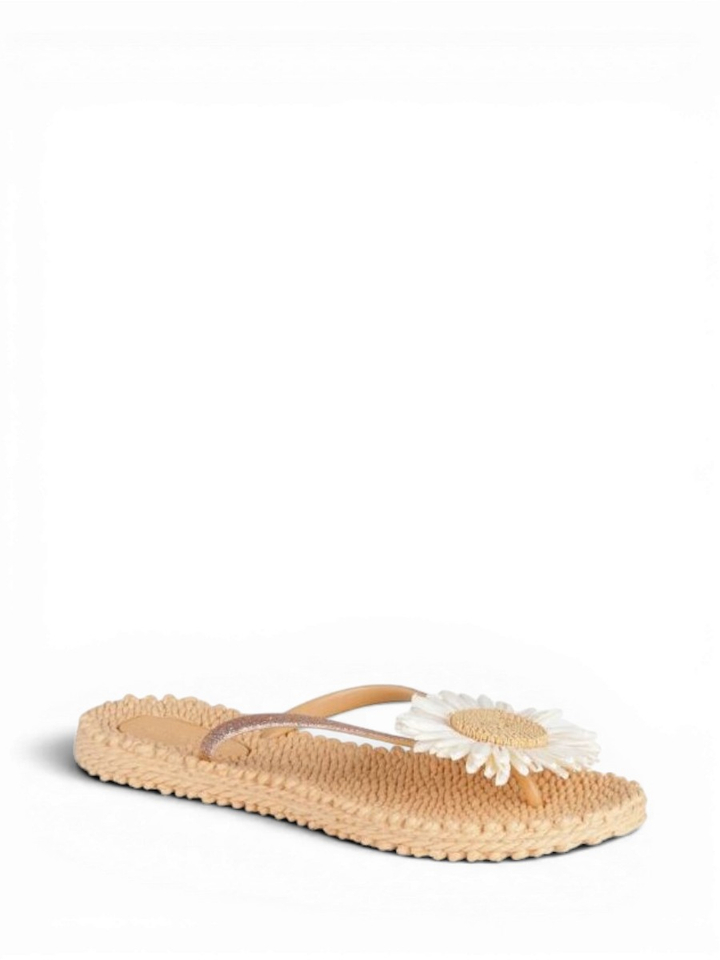 Beige slippers met bloem Ilse Jacobsen 