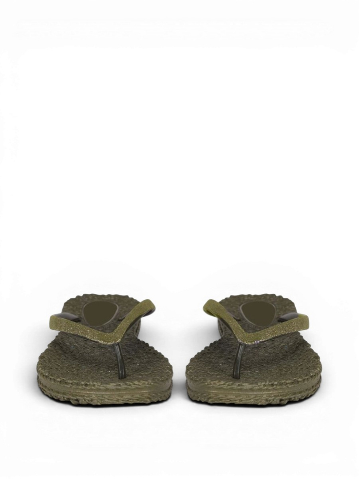 Kaki teenslippers met geweven look Cheerful Ilse Jacobsen
