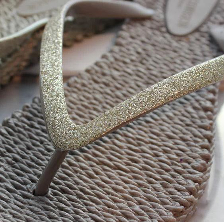 Platin slippers met glitters Ilse Jacobsen