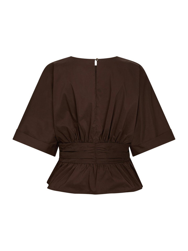 Bruine popeline blouse Annegret Neo Noir 