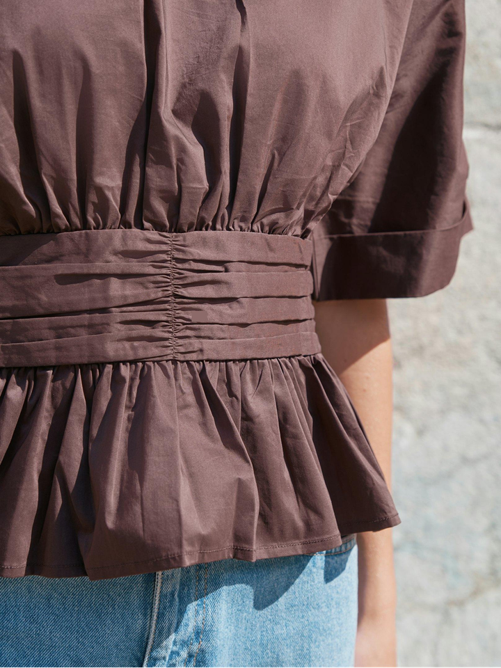 Bruine popeline blouse Annegret Neo Noir 