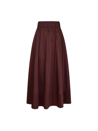 Neo Noir Bordeaux kleurige halflange katoenen rok Yara Long Poplin Skirt