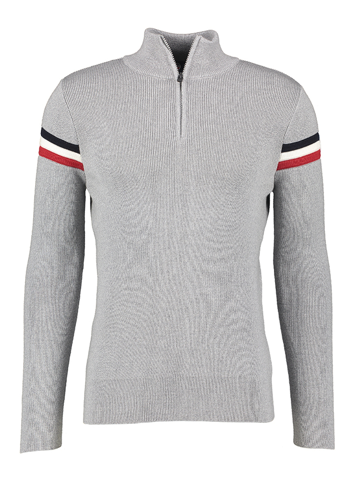Grijze wollen trui met streep detail aan de mouw Wengen Fusalp