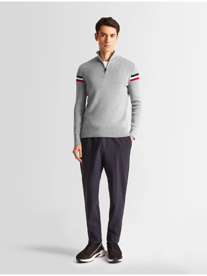 Grijze wollen trui met streep detail aan de mouw Wengen Fusalp