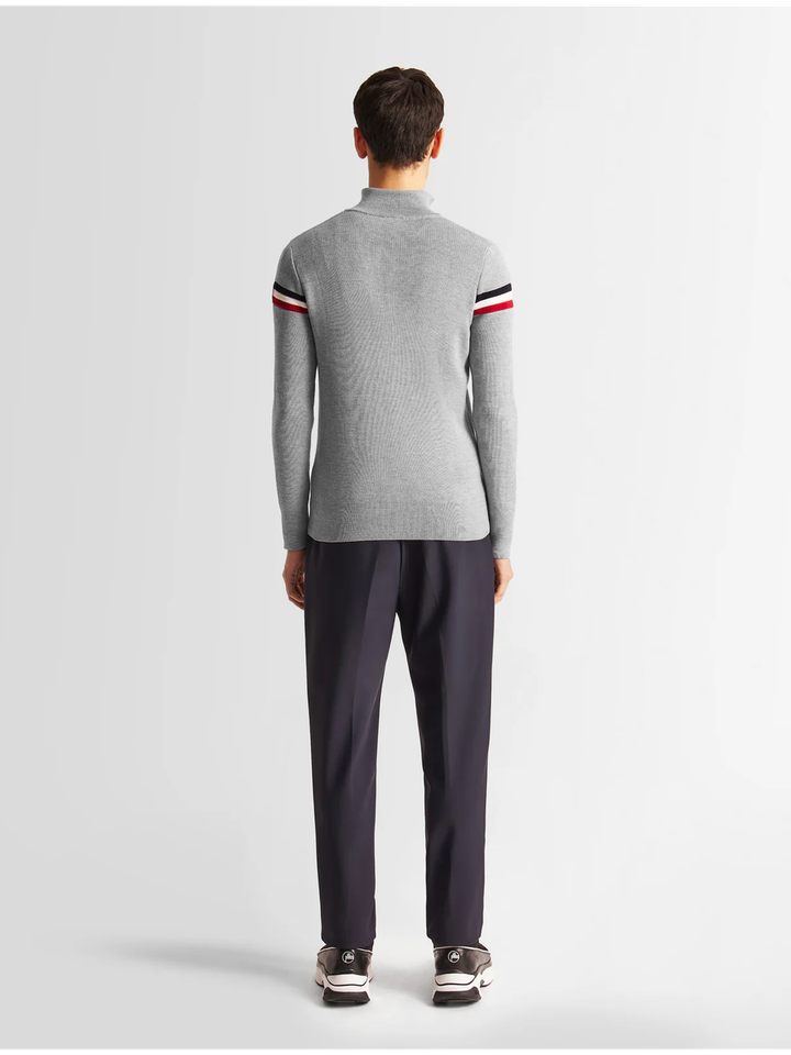 Grijze wollen trui met streep detail aan de mouw Wengen Fusalp
