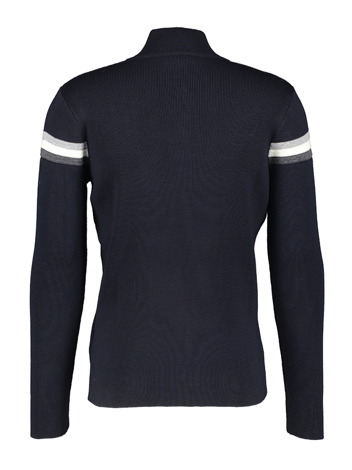 Blauwe wollen trui met streep detail aan de mouw Wengen Fusalp