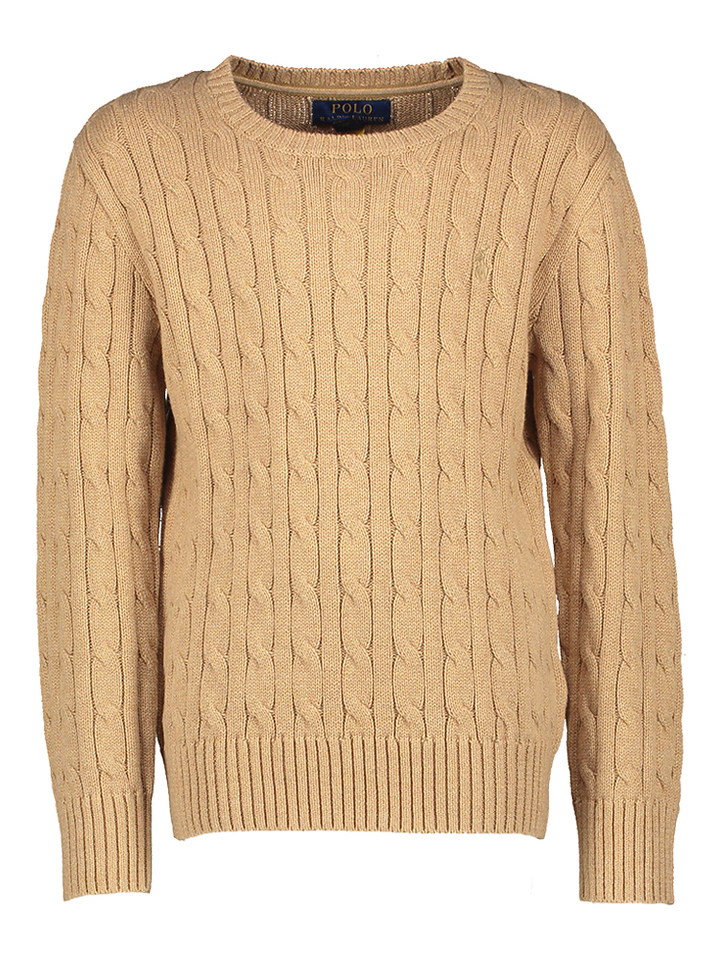 Camel kleurige trui met kabel Ralph Lauren