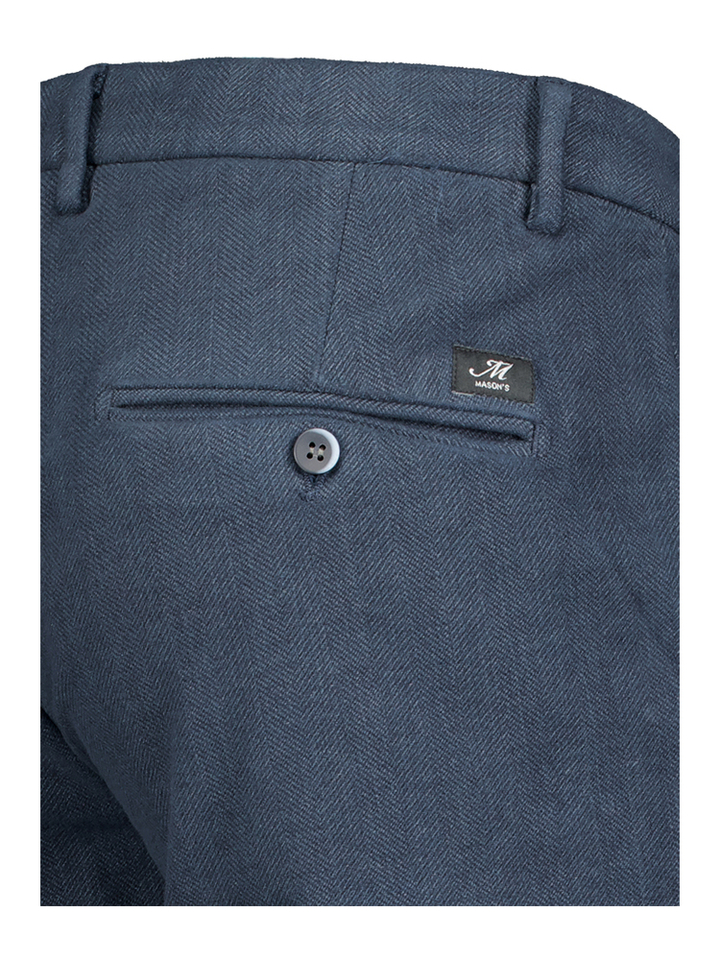 Donkerblauwe lange broek met visgraatmotief Masons 