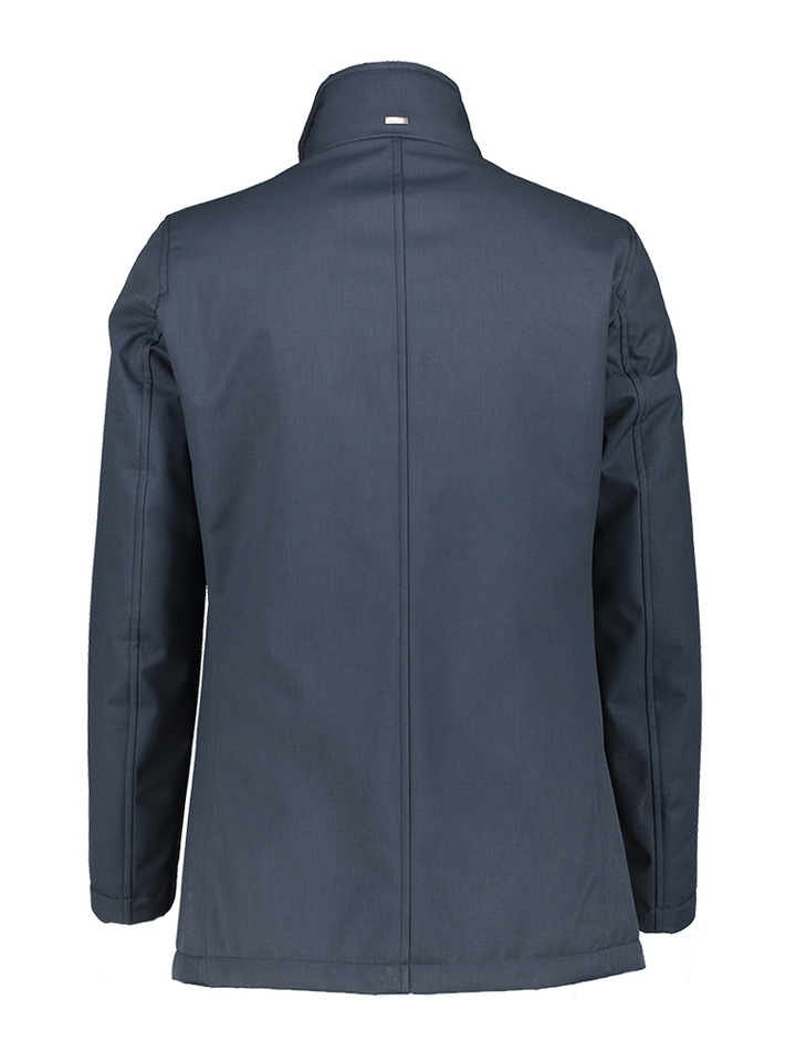 Donkerblauwe jas met faux fur aan de binnenkant kraag