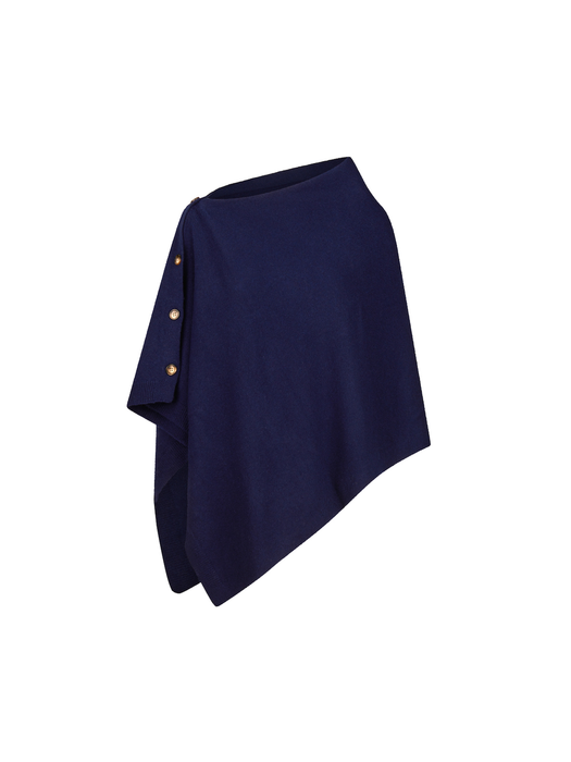 Blauwe poncho met tortoise knopen Les Cordes