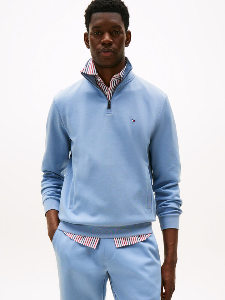 Lichtblauwe cardigan met korte rits Tommy Hilfiger