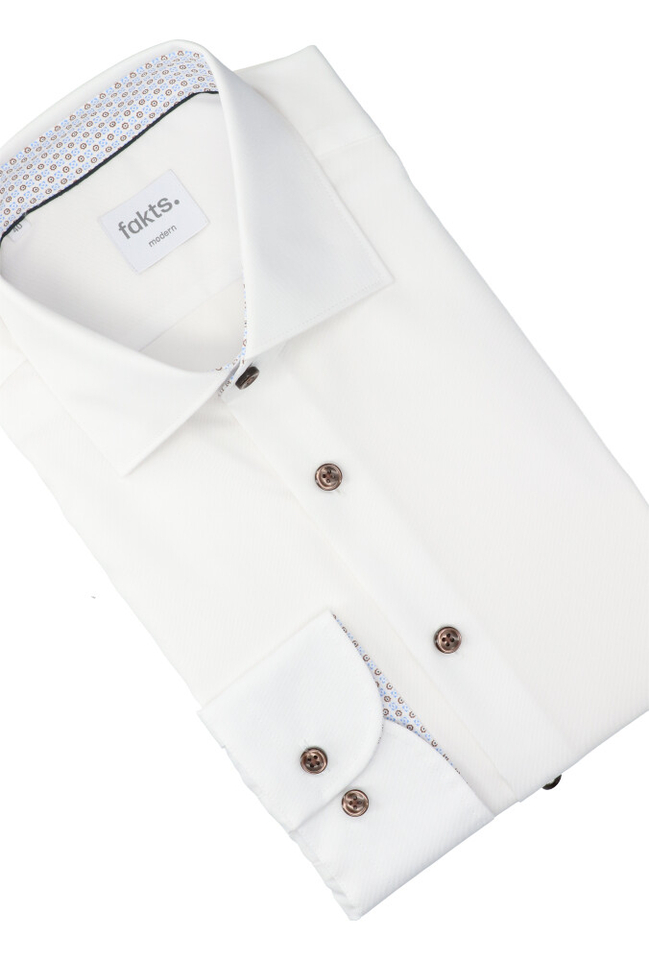 Wit katoenen hemd (comfort fit) met lange mouwen Fakts