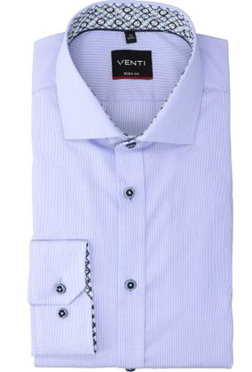 Venti Blauw katoenen gestreepd hemd slim fit met lange mouwen