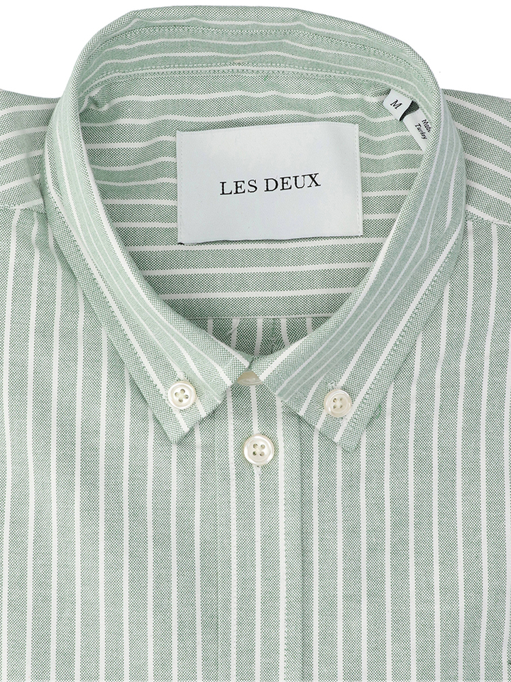 Groen katoenen hemd (regular fit) met strepen en lange mouwen Les Deux