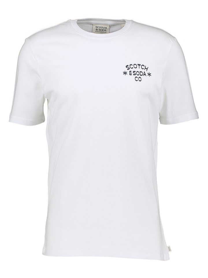 Witte t-shirt met logo print Scotch & Soda