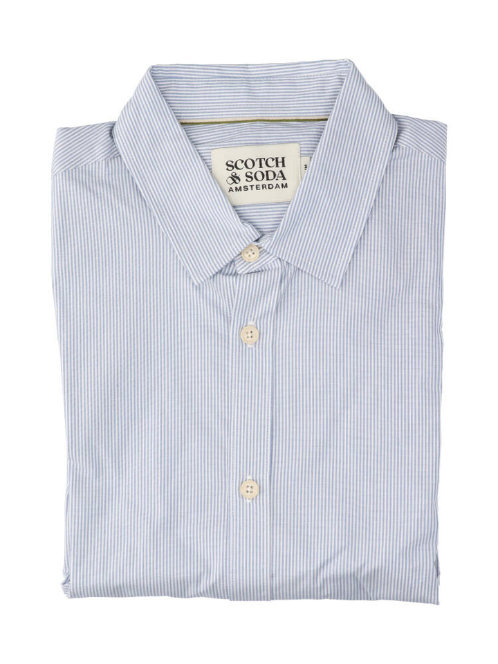 Wit katoenen hemd (regular fit) met strepen en lange mouwen Scotch&Soda