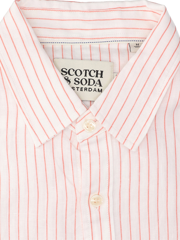 Wit linnen hemd (regular fit) met oranjes strepen Scotch&Soda 