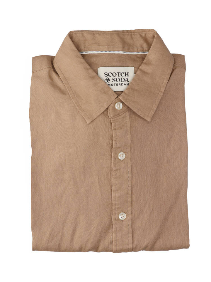 Camel linnen hemd met lange mouwen Scotch&Soda 