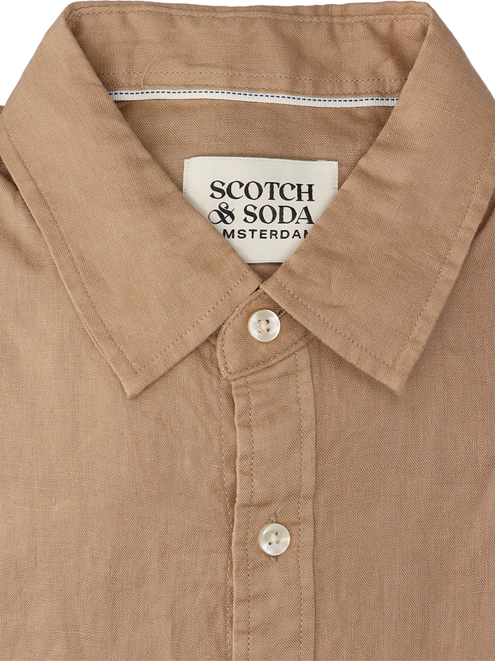 Camel linnen hemd met lange mouwen Scotch&Soda 
