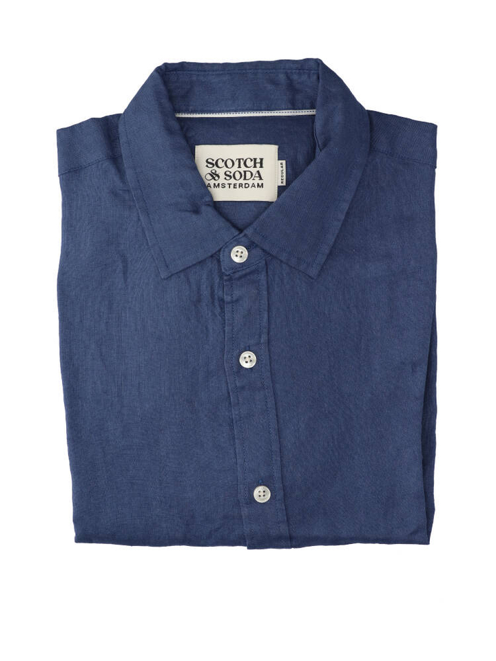 Blauw linnen hemd (regular fit) met lange mouwen Scotch&Soda 