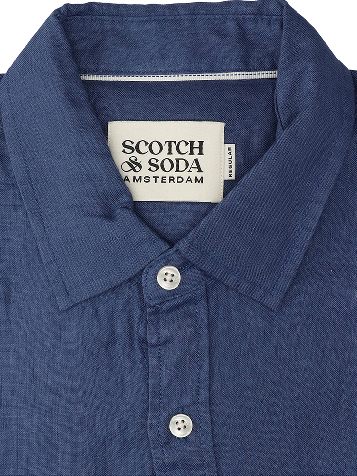 Blauw linnen hemd (regular fit) met lange mouwen Scotch&Soda 