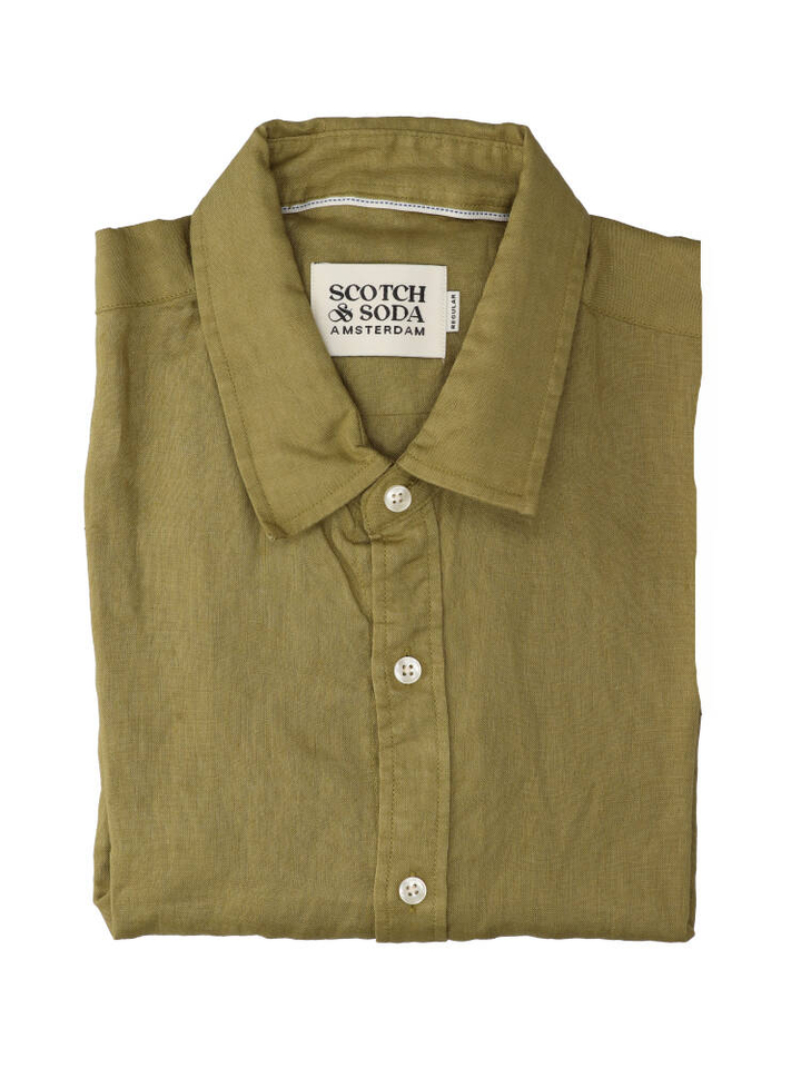 Groen linnen hemd (regular fit) met lange mouwen Scotch&Soda