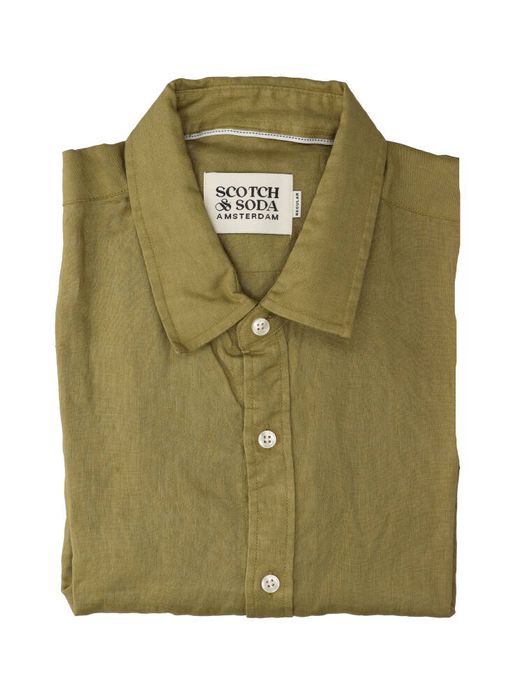 Groen linnen hemd (regular fit) met lange mouwen Scotch&Soda