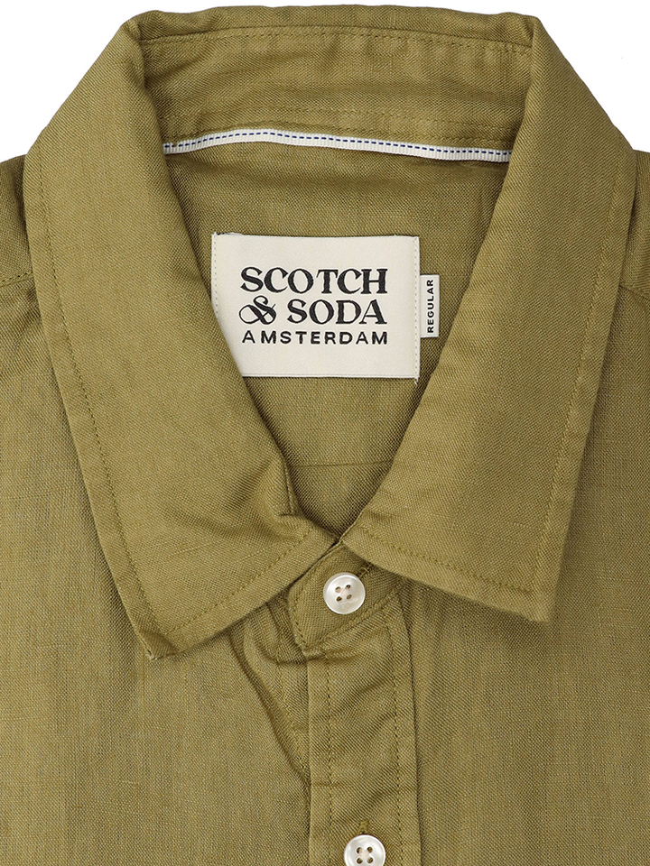 Groen linnen hemd (regular fit) met lange mouwen Scotch&Soda
