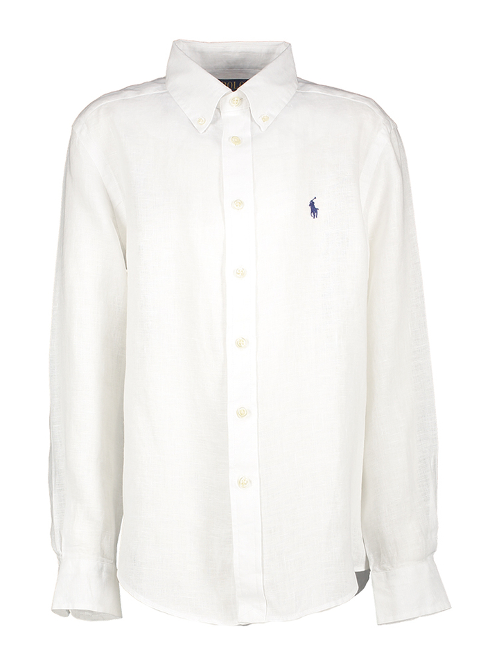 Wit linen hemd met lange mouwen Ralph Lauren