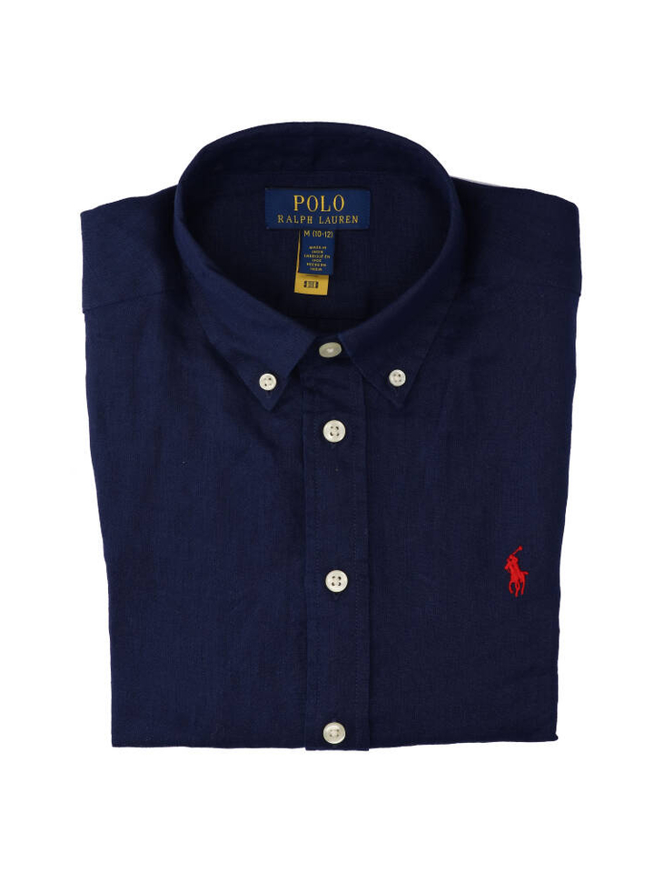 Newort navy linnen hemd Ralph Lauren 