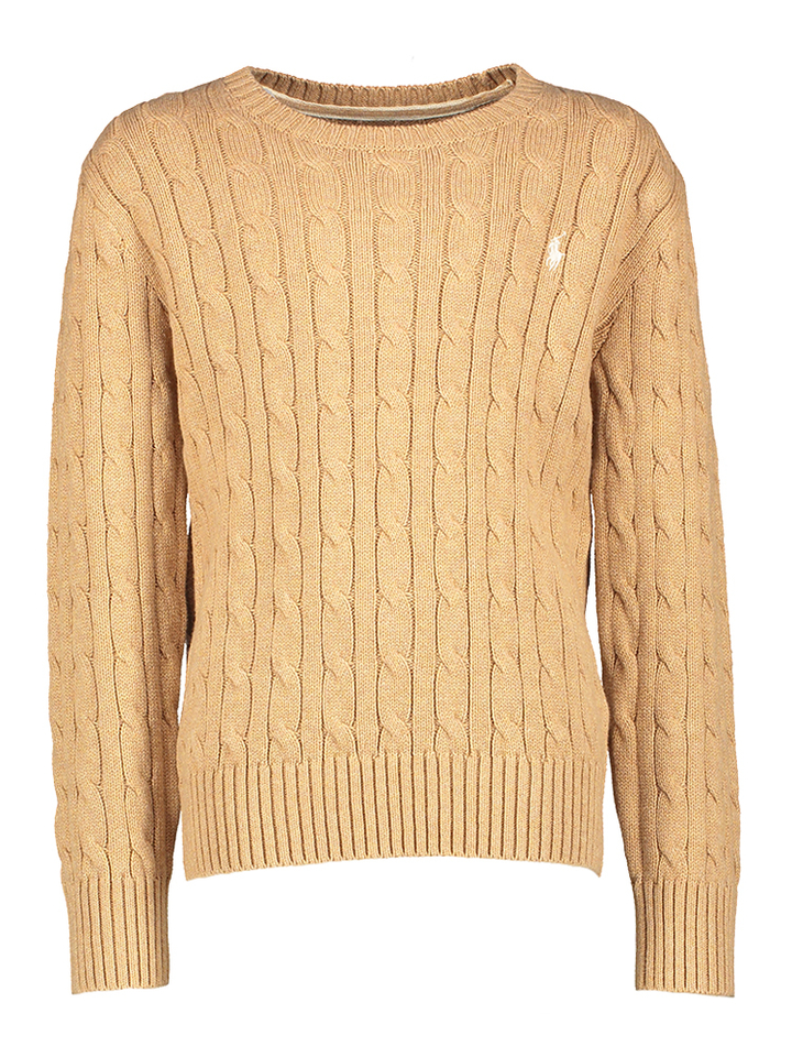 Camel kleurige trui met logo Ralph Lauren